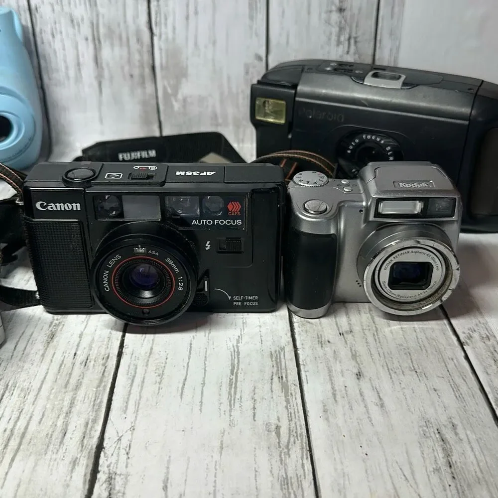 Vintage Cameras set of 6‎ for PARTS Fujifilm Kodak Canon HP and Polaroid